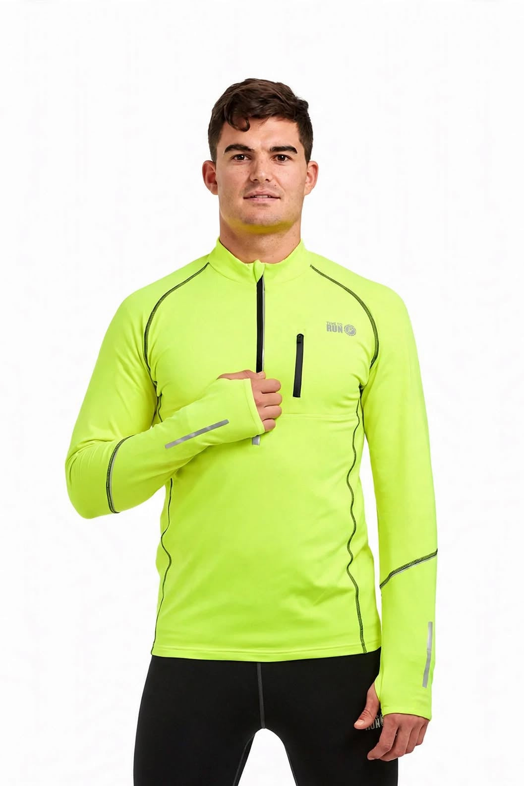 Men's Thermal Zip Top - Lime Green