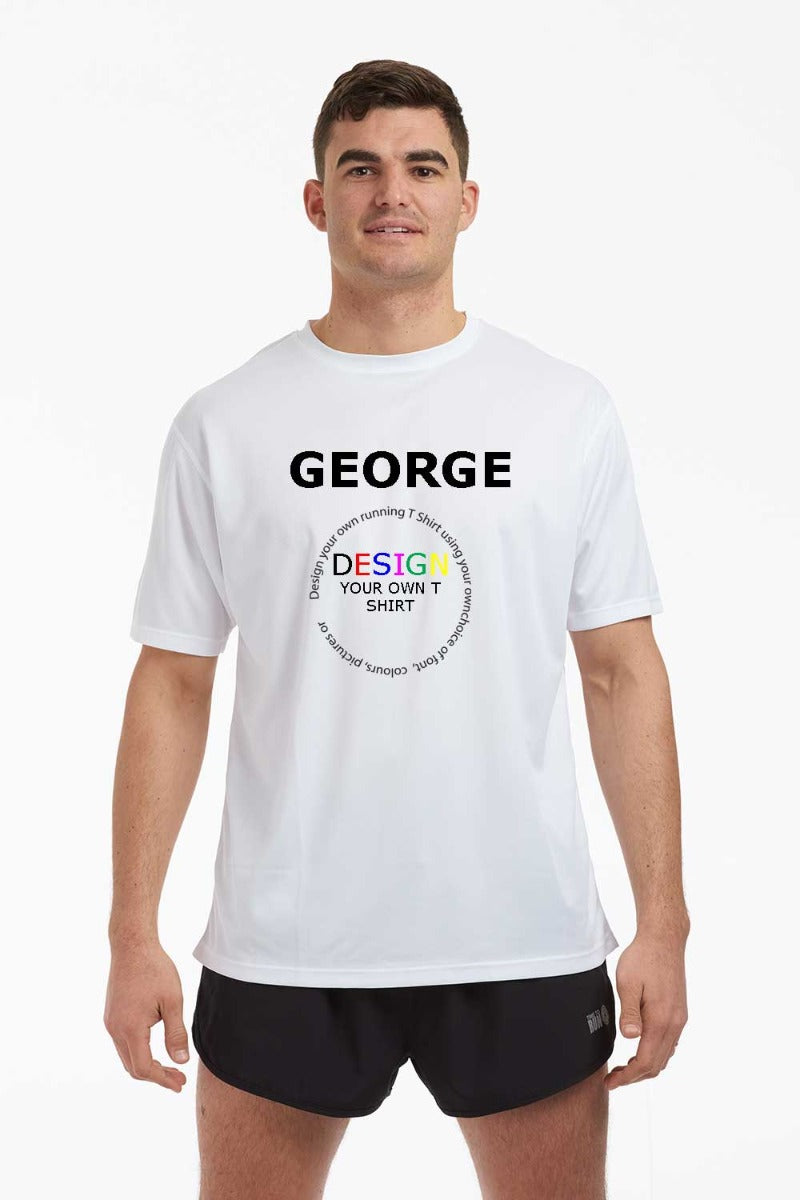 Men's White Short Sleeve Name Printed Running T-Shirt Old Style