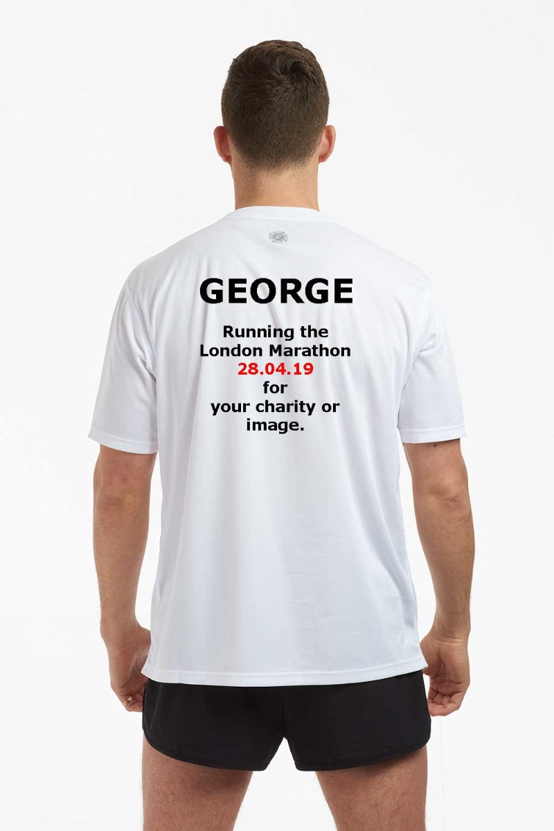 Men's White Short Sleeve Name Printed Running T-Shirt Old Style