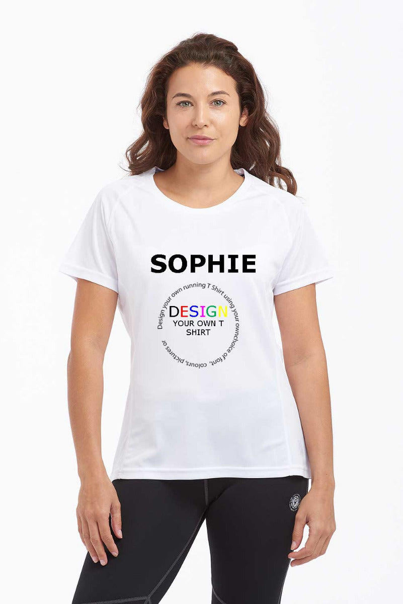 Women's Short Sleeved Custom Running T Shirt White