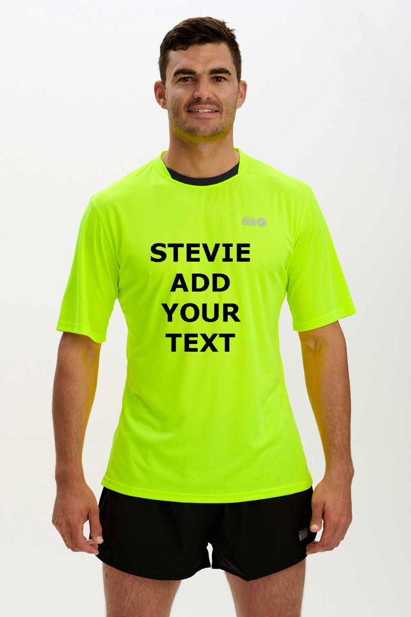 Men's Short Sleeved Printed Running T Shirt Lime