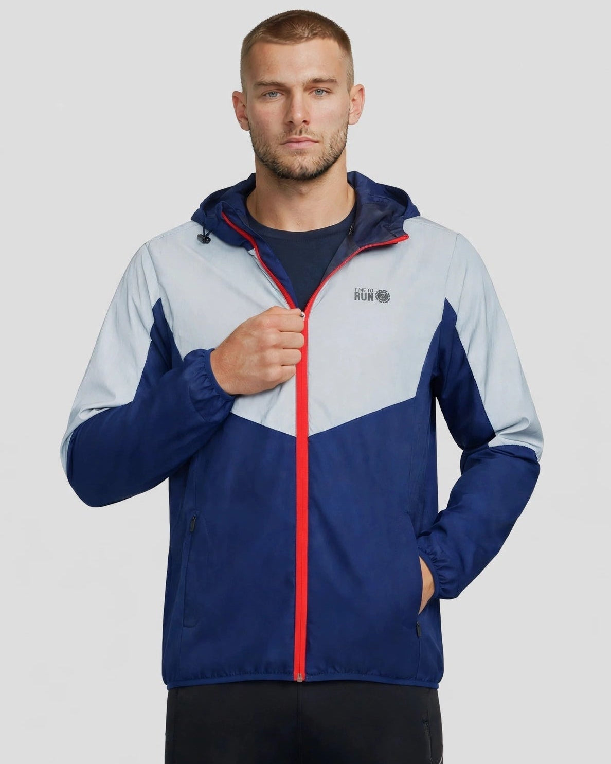 Men's Windproof Reflective Jacket - Navy