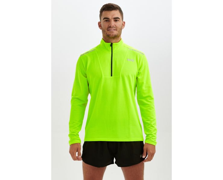 Running Shirt For Men With Half Zip Lightweight Thermal Breathable Grid Fabric Fabric Lime