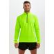 Running Shirt For Men With Half Zip - Lightweight - Thermal - Breathable Grid Fabric Fabric - Lime